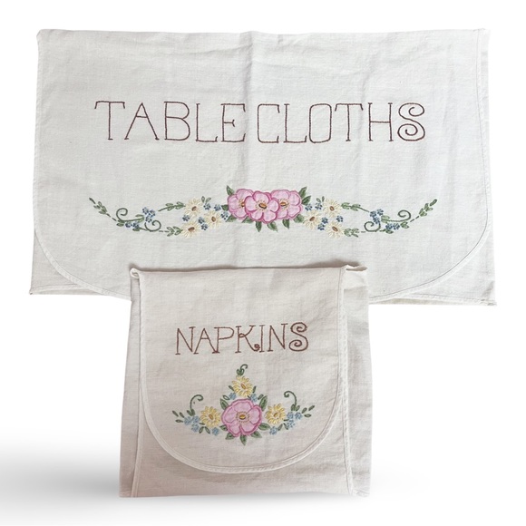 Vintage Embroidered Kitchen Linens for Tablecloths and Napkins Handmade Natural - Picture 7 of 8